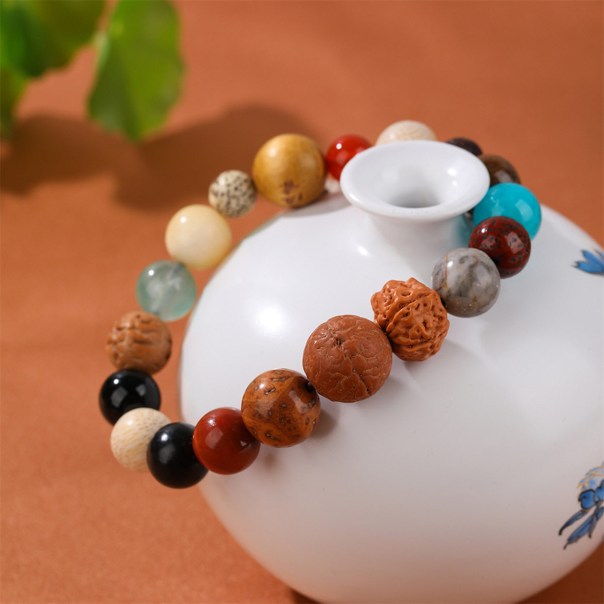 Tiktok-Style 18-Seed Bracelet for Men and Women, Gift-Giving, 18-Seed Hand-Held Bracelet for the Year of Birth, Star and Moon Imitation Bodhi Beads