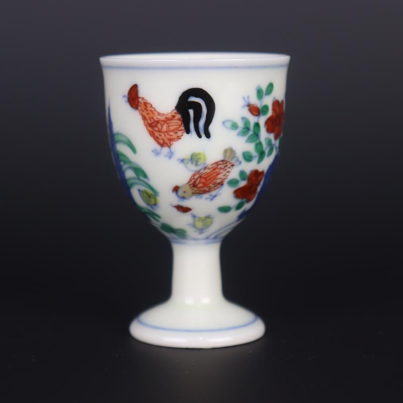 Pure hand draw archaize porcelain arts and crafts home furnishing articles wine collection in blue and white color bucket chicken Vivian glass