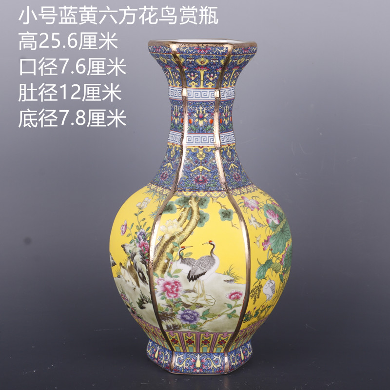 The Qing qianlong see colour enamel painting of flowers and the six - party antique craft porcelain vase household of Chinese style antique penjing collection