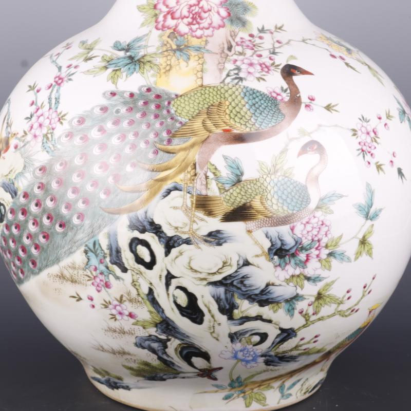 Antique Chinese porcelain floor home furnishing articles clear pastel prosperous flower grain vases, Antique curio collection