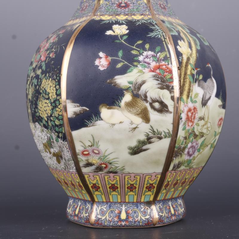 The Qing qianlong see colour enamel painting of flowers and the six - party antique craft porcelain vase household of Chinese style antique penjing collection