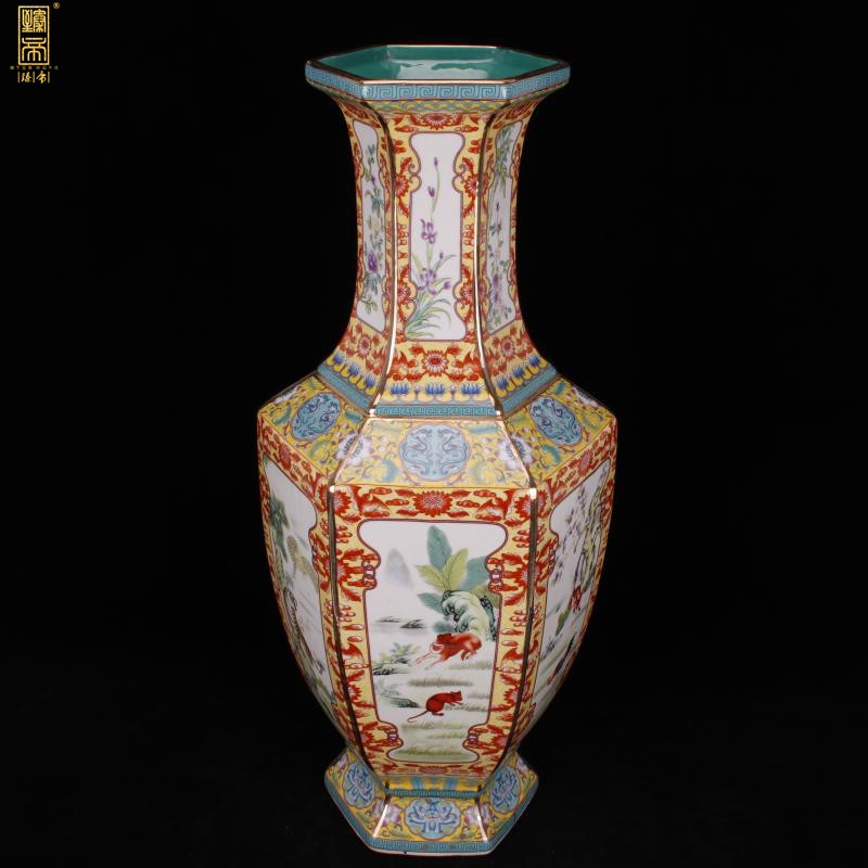 Jingdezhen of large colored enamel vase zodiac vase fine classical Ming and the qing dynasties art vases, furnishing articles