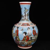 Jingdezhen imitates the Qing Dynasty Kangxi Ming and Qing classical antique vase blue land figure figure picture in the middle number of the bottle home decoration