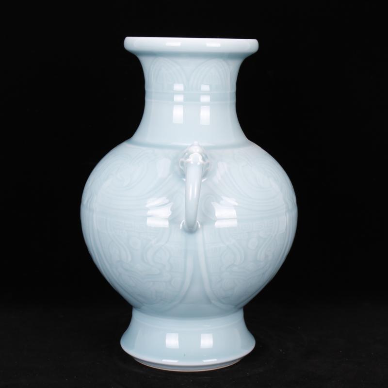 Jingdezhen imitation of the yongzheng emperor qianlong antique antique shadow blue glaze carving Chinese style restoring ancient ways vase household adornment furnishing articles