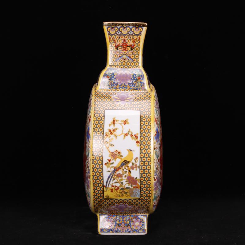 Jingdezhen imitation of the qing dynasty antique antique Chinese style restoring ancient ways the see colour enamel vase decoration handicraft furnishing articles collection