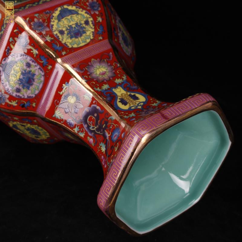 Chinese style classical imitation qianlong antique colored enamel porcelain vase home sitting room ark, furnishing articles of TV bar face