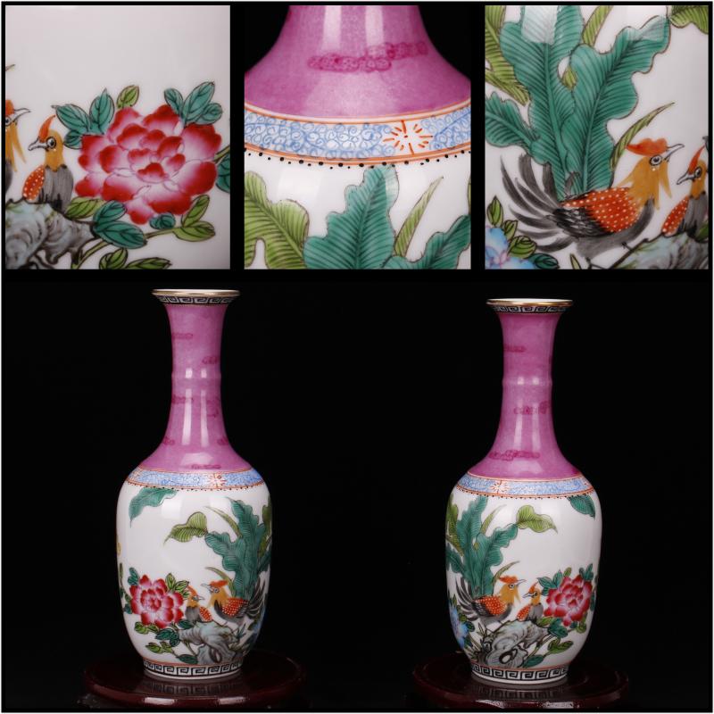 Jingdezhen imitation antique checking yongzheng com.lowagie.text.paragraph throwing hand draw pastel trace of gold floret bottle handicraft furnishing articles