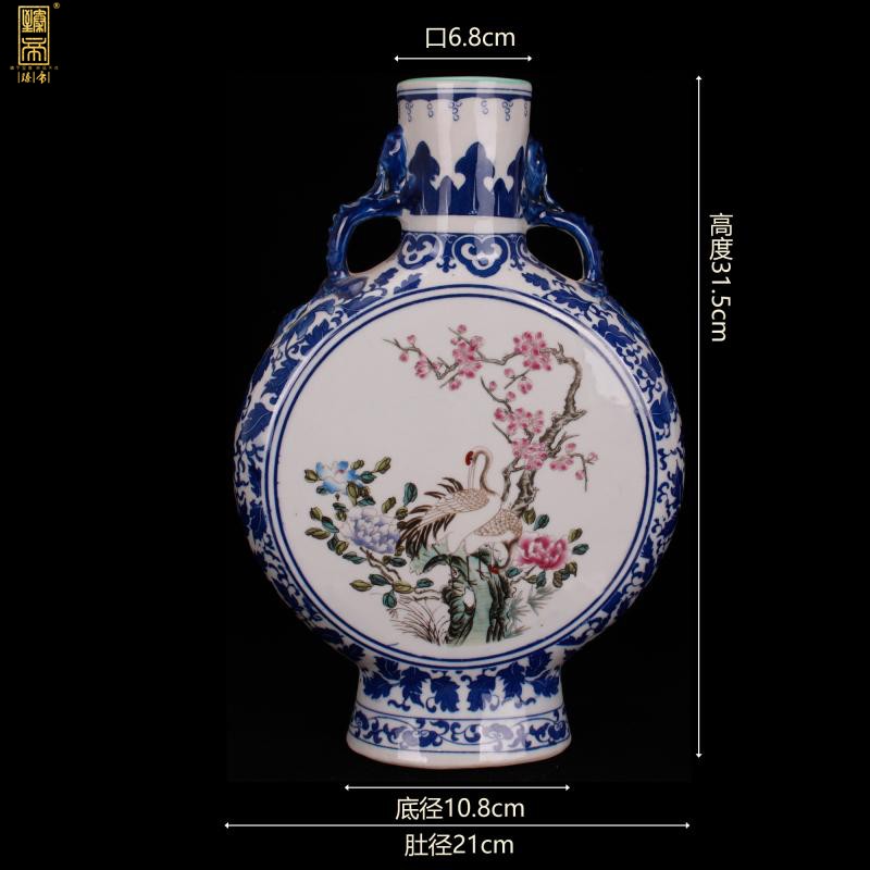 Jingdezhen imitation yongzheng bucket color of flowers and birds on flat bottles of Chinese style household table counter imitation antique decorative vase furnishing articles