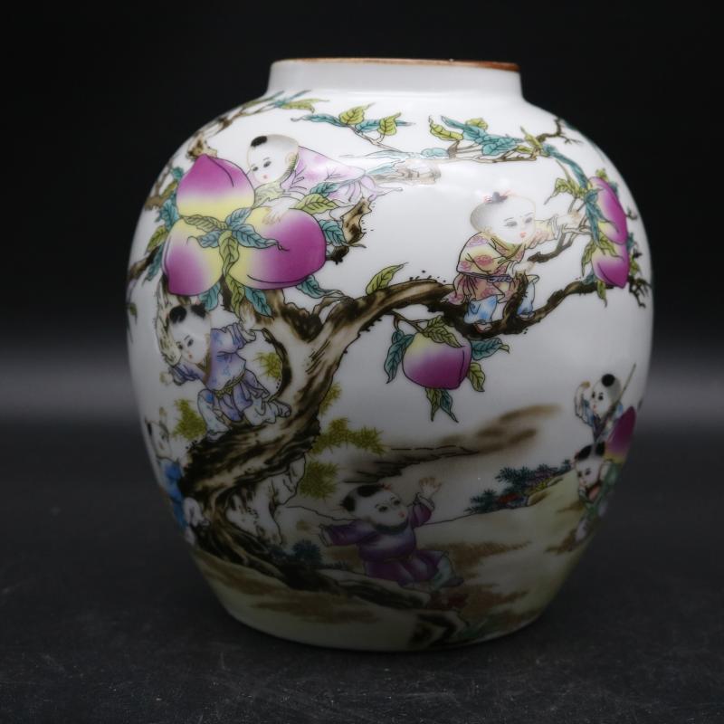 Mid the qing famille rose porcelain jar antique porcelain and old factory goods sitting room home decoration antique penjing collection