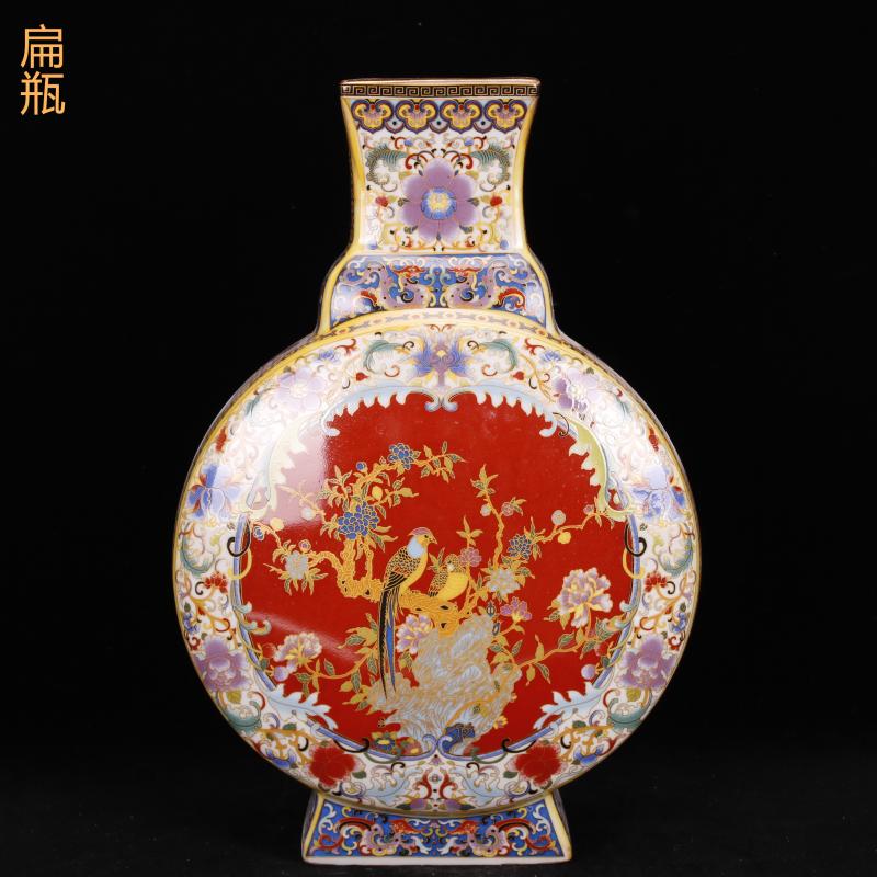 Jingdezhen imitation of the qing dynasty antique antique Chinese style restoring ancient ways the see colour enamel vase decoration handicraft furnishing articles collection