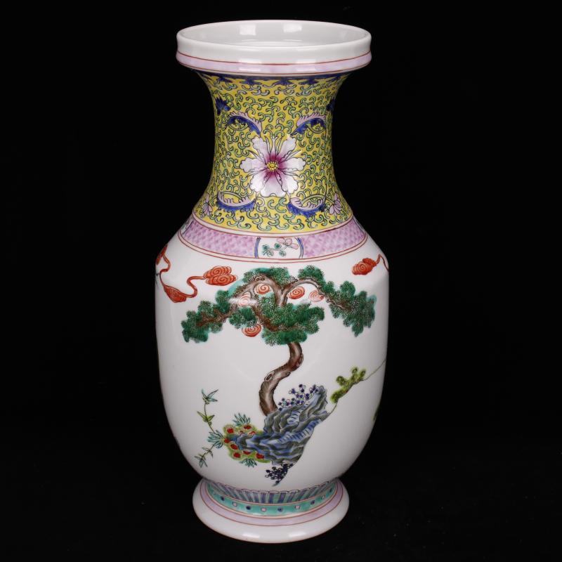 Jingdezhen imitation model of the reign of emperor kangxi enamel vase vintage Chinese style household furnishing articles antique antique collection