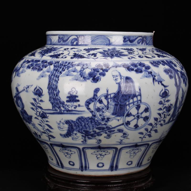 Jingdezhen ceramics vase furnishing articles of Chinese style household adornment hand - made archaize yuan blue and white guiguzi down big as cans