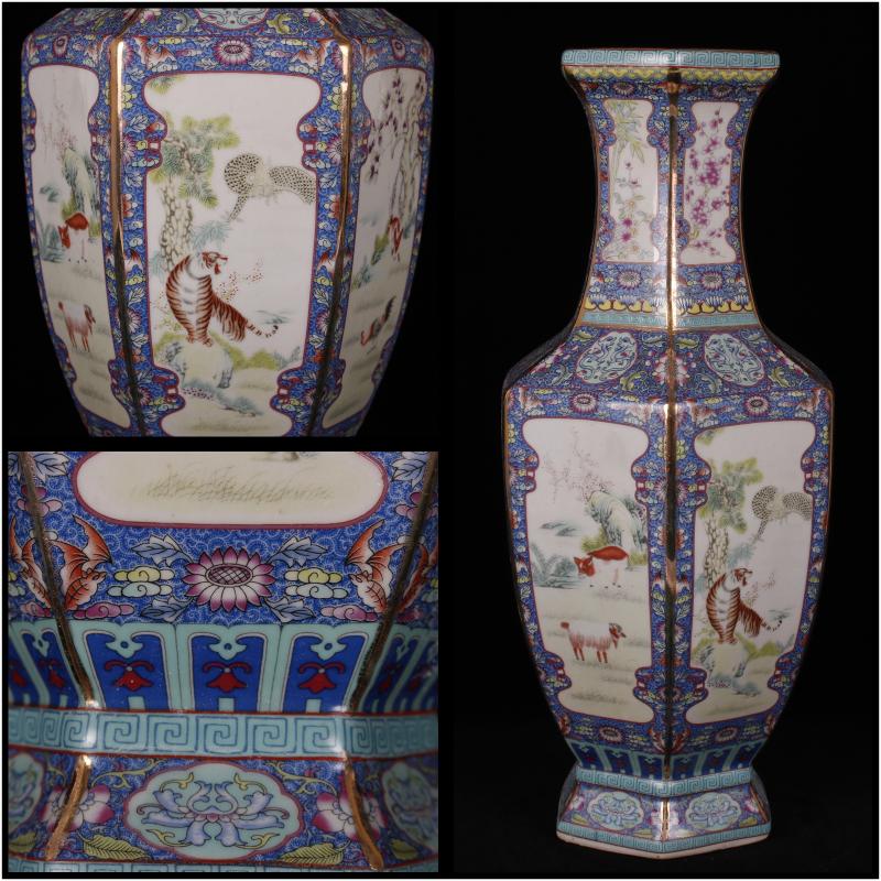 Jingdezhen imitation the qing qianlong designs of colored enamel vase archaize play Chinese zodiac antique decoration handicraft furnishing articles