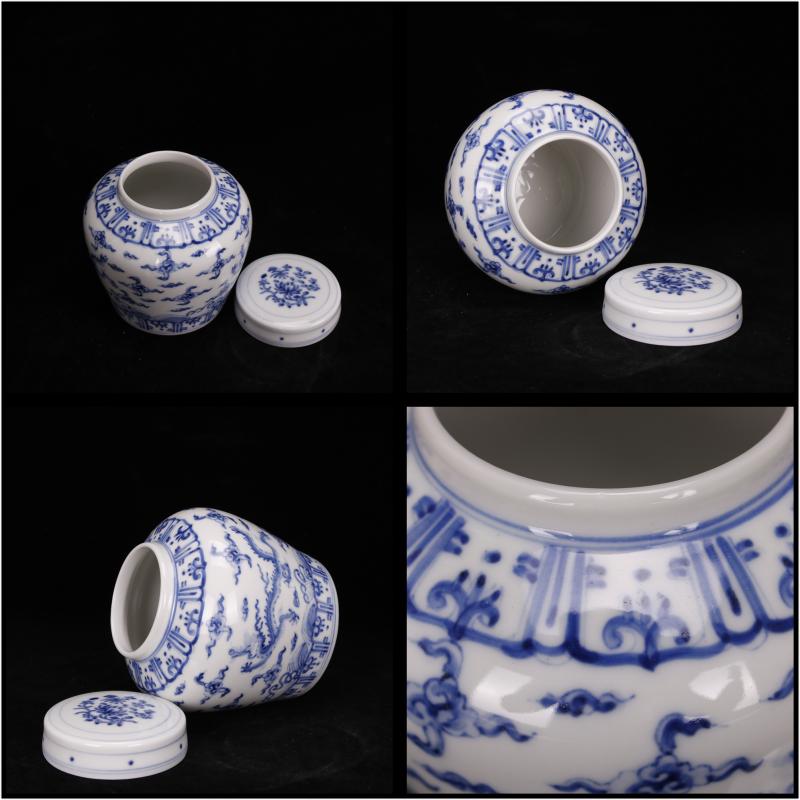 Jingdezhen hand - made kirin dragon grain day word wind canister caddy fixings antique ceramic tea set, tea is tea storage storehouse