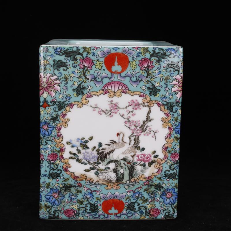 Jingdezhen imitation the qing colored enamel painting of flowers and brush pot "four desk pen sea antique antique Chinese style archaize ceramic furnishing articles