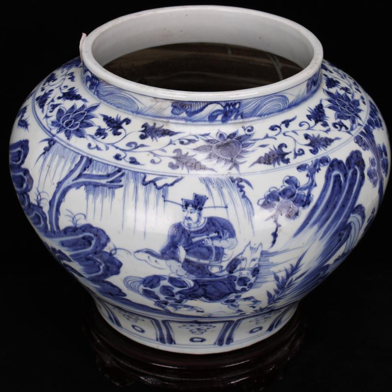 Jingdezhen ceramics vase furnishing articles of Chinese style household adornment hand - made archaize yuan blue and white guiguzi down big as cans