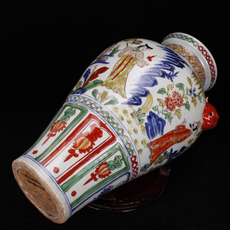 Jingdezhen RMB imitation antique curios colorful character lines wide expressions using mei bottles of vintage ceramic decoration old items collection