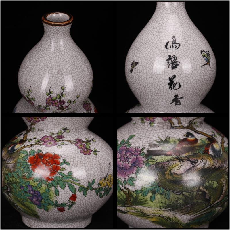 Jingdezhen imitation the qing qianlong pastel gourd name plum bottle imitation antique curios do old porcelain decoration old restoring ancient ways furnishing articles