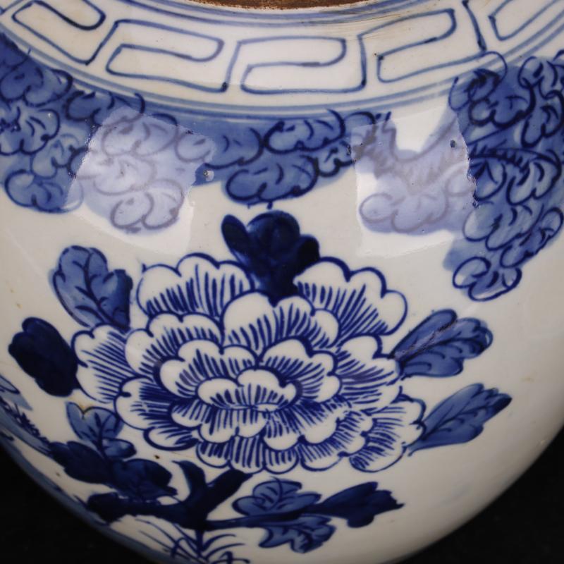 Jingdezhen folk pure checking old blue and white flowers and birds POTS phoenix do old antique reproduction antique collection furnishing articles