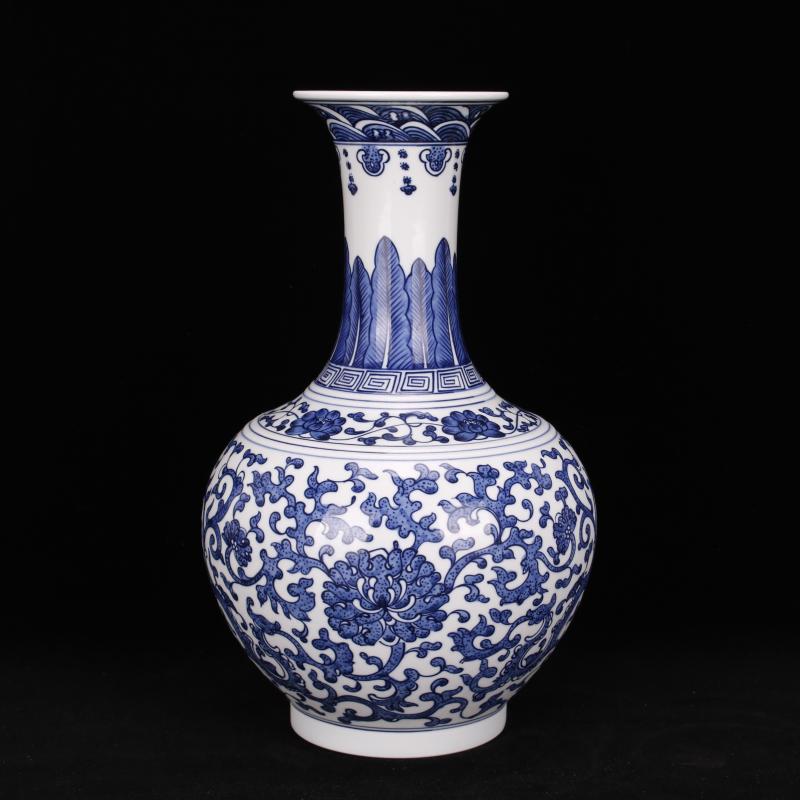 Jingdezhen blue and white youligong imitation the qing qianlong pure hand - made vases, new Chinese style living room furniture decorative vase furnishing articles