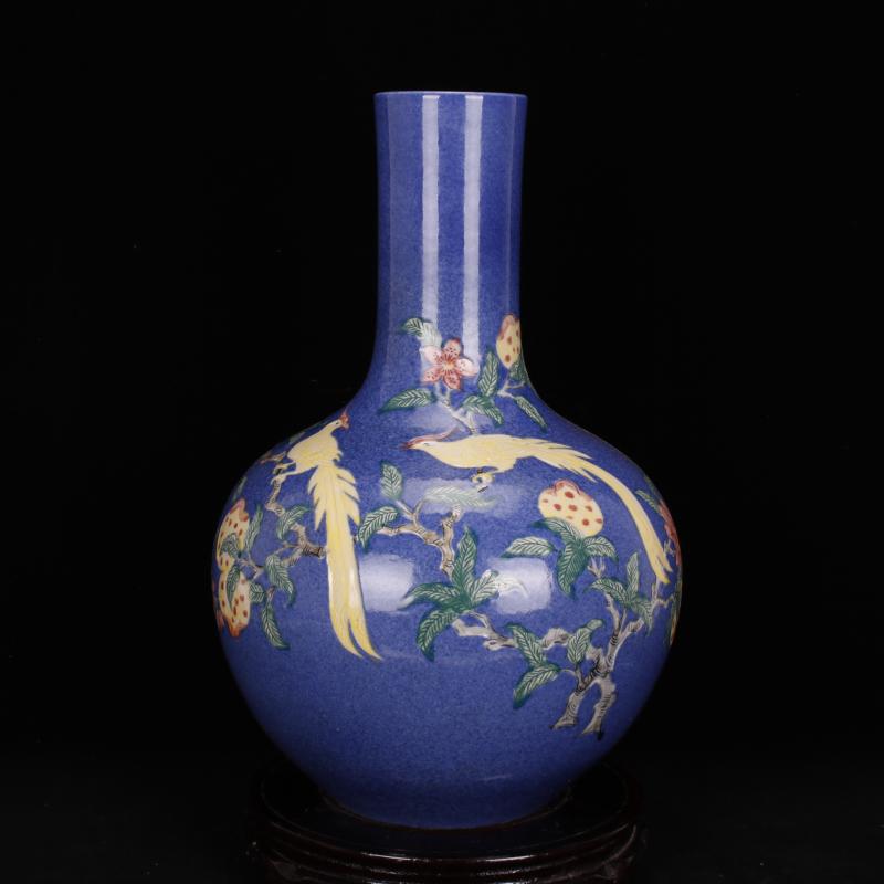 Jingdezhen imitation Ming xuande antique curios blue carved flowers and birds in grain celestial archaize porcelain Chinese style restoring ancient ways furnishing articles