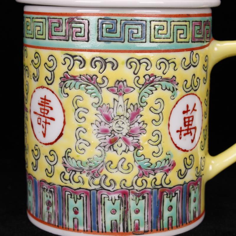 Jingdezhen system during the cultural revolution pastel stays in cover cup old teacup antique reproduction antique goods chinaware