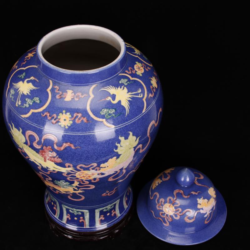 Jingdezhen imitation Ming xuande blue lion play generals, antique porcelain statute of tank copy antique Chinese ancient goods furnishing articles