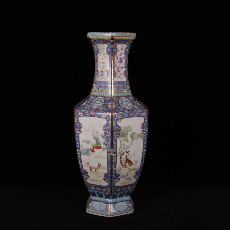 Jingdezhen imitation the qing qianlong designs of colored enamel vase archaize play Chinese zodiac antique decoration handicraft furnishing articles