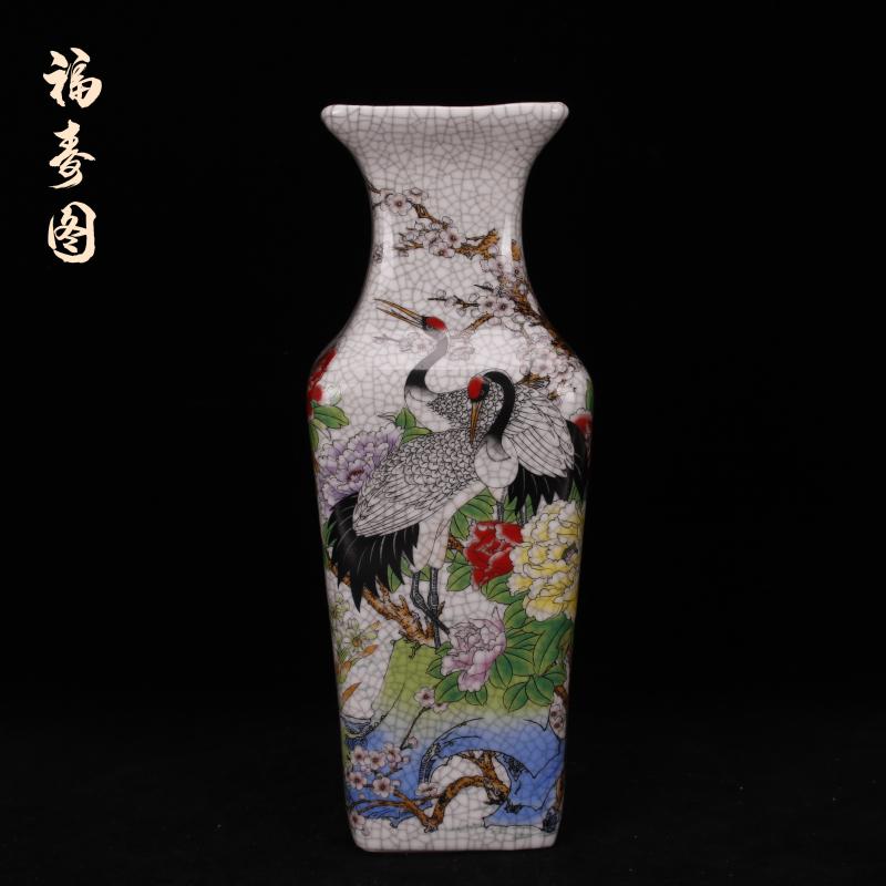 Jingdezhen imitation the qing qianlong pastel retro decoration crack square bottle imitation antique curios do old old furnishing articles