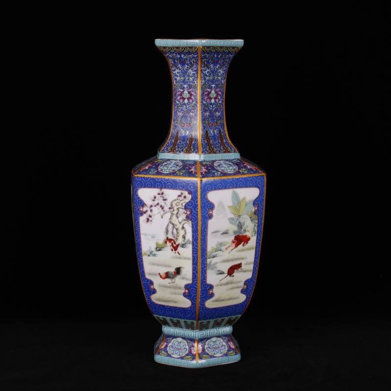 Jingdezhen imitation the qing qianlong designs of colored enamel vase archaize play Chinese zodiac antique decoration handicraft furnishing articles