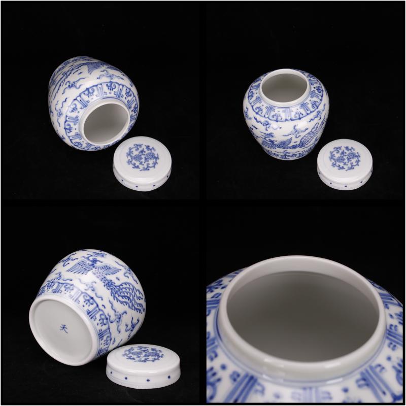 Jingdezhen hand - made kirin dragon grain day word wind canister caddy fixings antique ceramic tea set, tea is tea storage storehouse