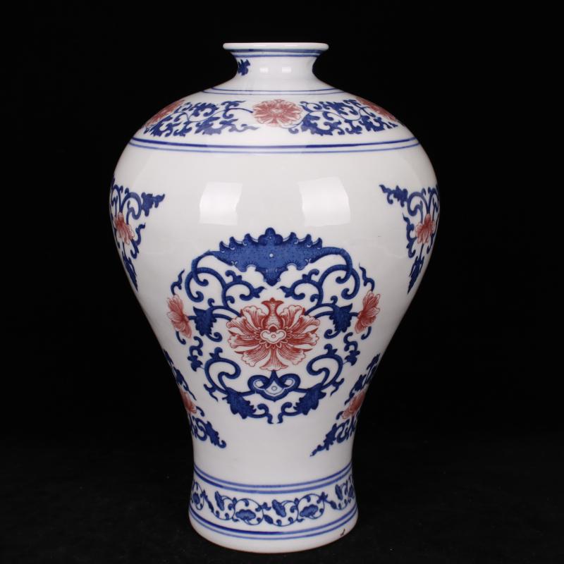 Jingdezhen blue and white deer head statute of f tube blue - and - white ceramics furnishing articles youligong hong mei bottles of the sitting room of Chinese style household furnishing articles