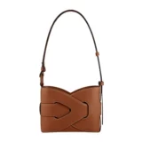 Европейская прямая почтовая рассылка Polene 23 Новая узла леди коньяк переплетается гладкая сумка для плеча телячьей кожи