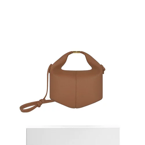 Кожаная желтовато-коричневая трендовая сумка на одно плечо