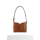 Европейская прямая почтовая рассылка Polene 23 Новая узла леди коньяк переплетается гладкая сумка для плеча телячьей кожи