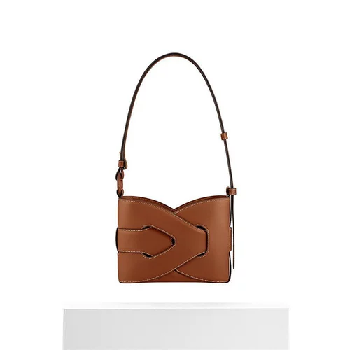 Европейская прямая почтовая рассылка Polene 23 Новая узла леди коньяк переплетается гладкая сумка для плеча телячьей кожи