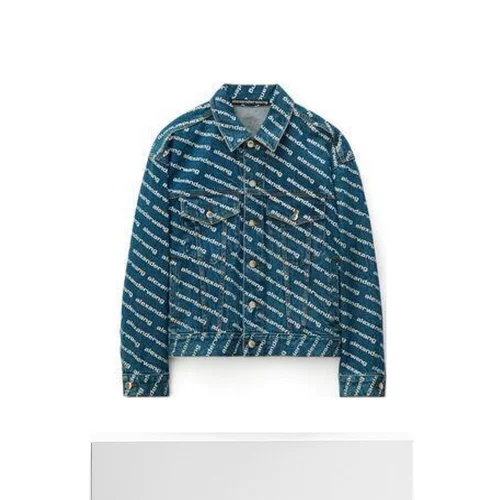 Гонконгская прямая почта Александр Ван Логотип Стригная джинсовая куртка 4DC1202645