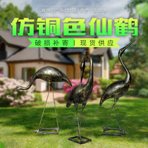 Outdoor GRP Imitation Bronze Fairy Crane White Egret Sculpture Garden Forest Landscape Emulation Bird Pendulum Yard Area Adornment