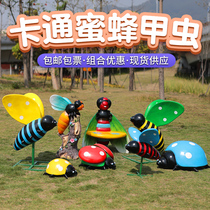 Fiberglass bee sculpture simulated beetle ornaments outdoor park forest landscape property lawn cartoon insect decoration