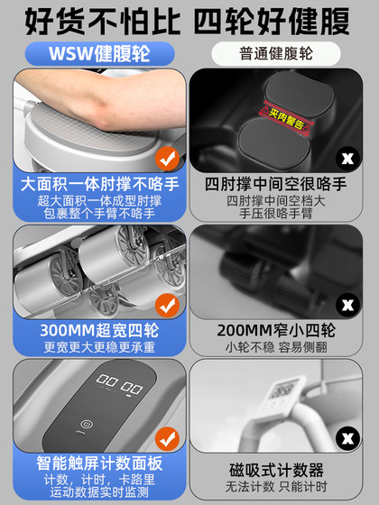 Wsw New Abdominal Wheel with Automatic Rebound, Abdominal Muscle Training Tool, Slimming Belly Exercise Fitness Equipment for Home Use