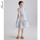 Huxili ເຄື່ອງນຸ່ງເດັກນ້ອຍ 2024 Summer Girls Parent-child Tank Top Pure Cotton Floral Dress Three-Layer Spliced ​​​​Sleeves Lace Sleeves