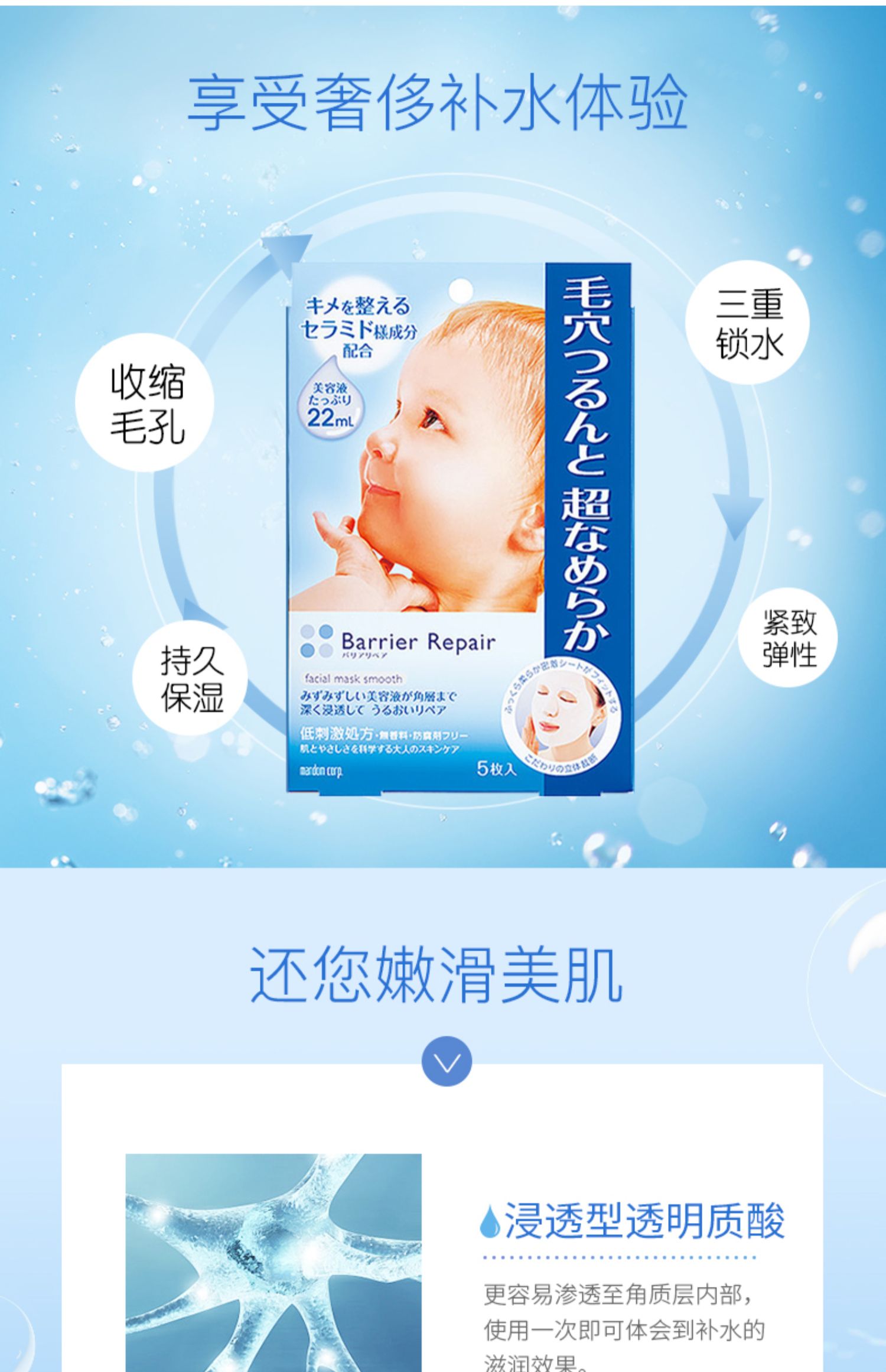Mandom / Mandan Nhật Bản Beiliyan Baby Deep Moisturising Patch Mask Bôi trơn 5 miếng - Mặt nạ mặt nạ gạo