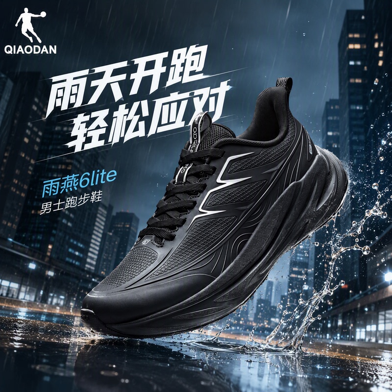 Swift 6Lite Jordan Men's Running Shoes Black Waterproof Sports Shoes Rainy Day Outdoor Commuting Shoes Shock-Absorbing and Dirt-Resistant