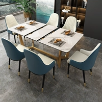 Рок-телескопический обеденный стол (1,2-15 метров) +4 легкий роскошный стул