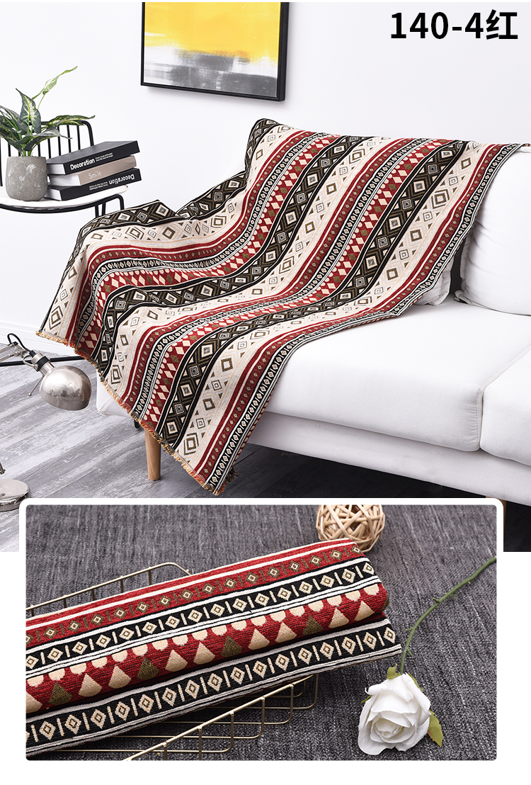 Bohemian sofa bìa sofa bìa vải dày chenille jacquard handmade DIY trang trí nền - Vải vải tự làm vải thun sọc