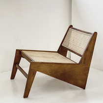 Return to Vatican Nordic solid wood rattan chair ins retro sofa bed homestay living room lazy recliner Leisure back rattan chair