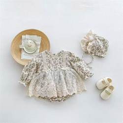 Infant Clothes, Spring and Autumn Clothing, Baby Girl's One-Piece Outfit, Full Moon and Hundred Days, Cute Cartoon Floral Romper, Princess Dress