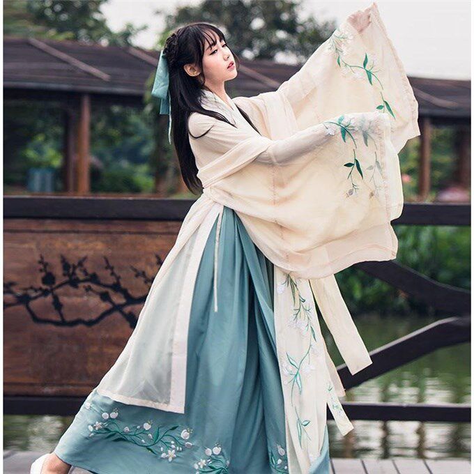 Duruo ancient style daily waist waist skirt improved Hanfu ancient costume autumn women's suit student Chinese style wide sleeve Wei Jin style