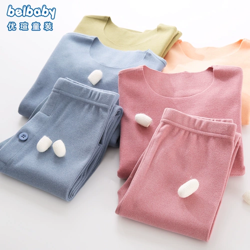 Детское бархатное удерживающее тепло осеннее нижнее белье, демисезонный детский комплект, термобелье для мальчиков, зимние штаны