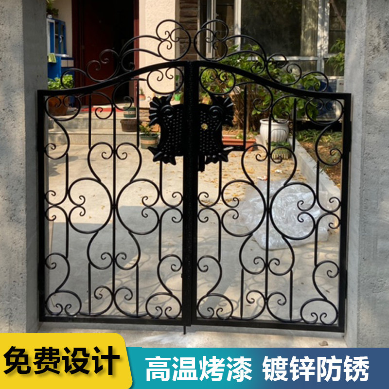 Wrought iron gate courtyard gate villa gate single open double switch garden community entry rural compound security door custom